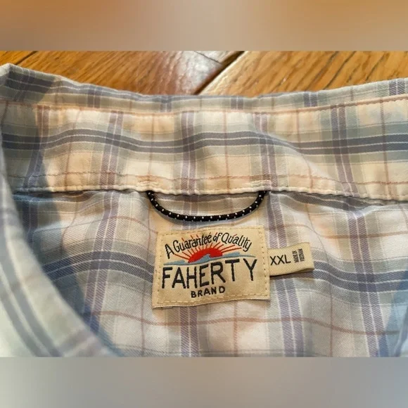 Faherty Button Down Shirt Men’s Size XXL Plaid Blue White Preppy Long Sleeve - Picture 3 of 12